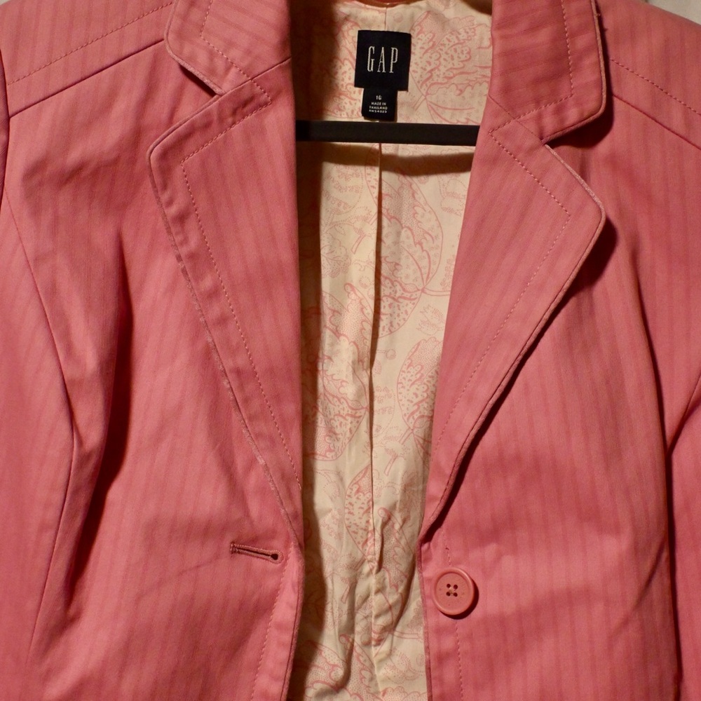 GAP Pink Blazer with Classic Lapel and Pinstripes